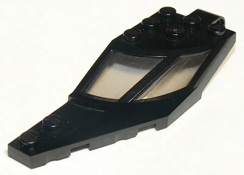 Black Windscreen 8 x 3 x 1 1/3 Half Left with Two Panes, Pin Hole and Trans-Brown Glass