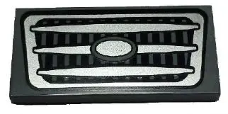 Dark Bluish Gray Tile 2 x 4 with Silver Car Grille Pattern
