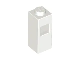 White Brick, Modified 1 x 1 x 2 with Square Hole