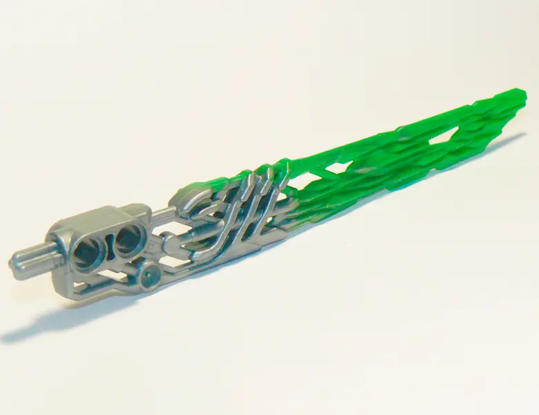 Flat Silver Bionicle Weapon Protector Sword with Marbled Bright Green Pattern