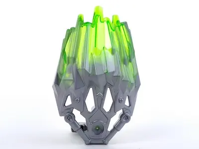 Flat Silver Bionicle Crystal Armor with Marbled Trans-Bright Green Pattern