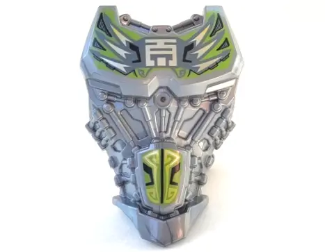 Flat Silver Large Figure Torso with Bionicle Lime and Yellow Pattern