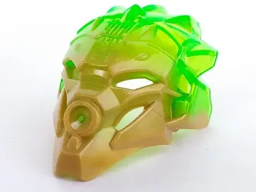 Pearl Gold Bionicle Mask of Jungle (Unity) with Marbled Trans-Bright Green Pattern