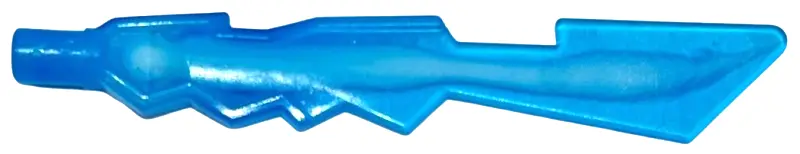 Trans-Dark Blue Minifigure, Weapon Sword Blade with Jagged Edges and Bar End with Marbled White Patt
