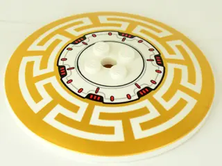 White Dish 8 x 8 Inverted (Radar) with Machinery and Gold Geometric Pattern