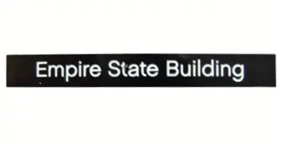 Black Tile 1 x 8 with 'Empire State Building' Pattern