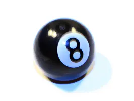 Black Technic Ball Joint with Black Number 8 on White Circle Pattern (Pool 8 Ball)