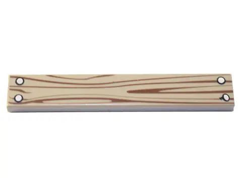 Dark Tan Tile 1 x 6 with Wood Grain and 4 Silver Nails Pattern