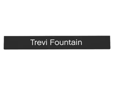 Black Tile 1 x 8 with White 'Trevi Fountain' Narrow Print Pattern