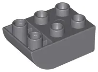 Dark Bluish Gray Duplo, Brick 2 x 3 Slope Curved Inverted