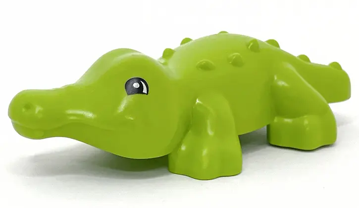 Lime Duplo Alligator / Crocodile Baby Hatchling with Black Eyes Pattern