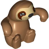 Medium Nougat Duplo Sloth with Tan Face, Black Nose, and Eyes with Dark Brown Outline Pattern