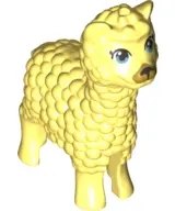 Bright Light Yellow Alpaca / Llama, Friends Style with Metallic Light Blue Eyes with Eyelashes, Dark