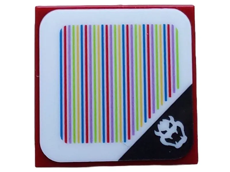 Dark Red Tile 2 x 2 with Super Mario Scanner Code Mighty Bowser Pattern (Sticker) - Set 71411