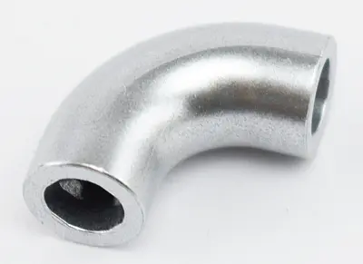 Metallic Silver Brick, Round Tube 1 x 1 d. 90 degrees Elbow Macaroni - No Stud - Type 2 - Axle Hole