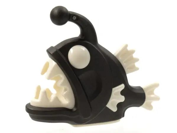 Pearl Dark Gray Anglerfish with Molded White Eyes, Fins, and Teeth Pattern