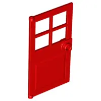 Red Door 1 x 4 x 6 with 4 Panes and Stud Handle