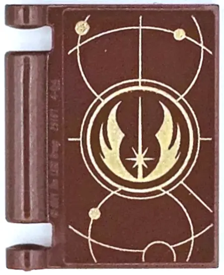 Reddish Brown Minifigure, Utensil Book Cover with Gold Circles, Curved Lines, Dots, and SW Jedi Orde