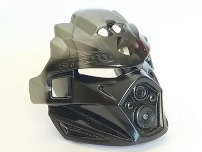Black Bionicle Mask of Earth (Unity) with Marbled Flat Silver Pattern