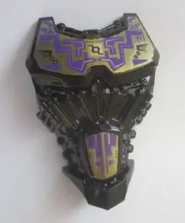 Black Large Figure Torso with Bionicle Dark Purple and Gold Pattern