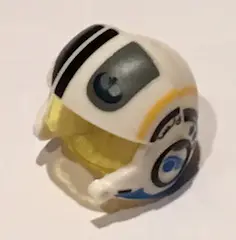 White Minifigure, Headgear Helmet SW Rebel Pilot Raised Front and Microphone with Trans-Yellow Visor
