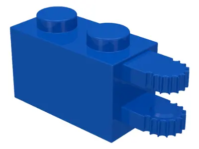 Blue Hinge Brick 1 x 2 Locking with 2 Fingers Horizontal End