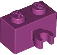 Magenta Brick, Modified 1 x 2 with Open O Clip Thick (Vertical Grip)