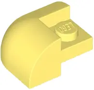 Light Yellow Slope, Curved 2 x 2 Corner Round with Recessed Stud