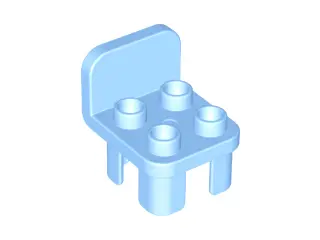 Bright Light Blue Duplo, Furniture Chair with 4 Studs and Rounded Back
