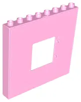 Bright Pink Duplo Wall 1 x 8 x 6 with Window Opening