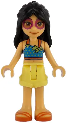 Liann - Dark Azure Top, Bright Light Yellow Shorts, Reddish Orange Sandals
