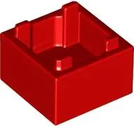 Red Container, Box 2 x 2 x 1 - Top Opening with Flat Inner Bottom