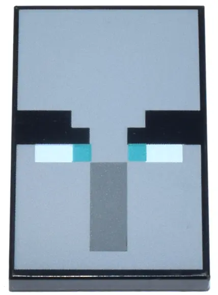 Tile 2 x 3 with Pixelated Eyebrows, Dark Turquoise Eyes, and Dark Bluish Gray Rectangle Nose on Ligh