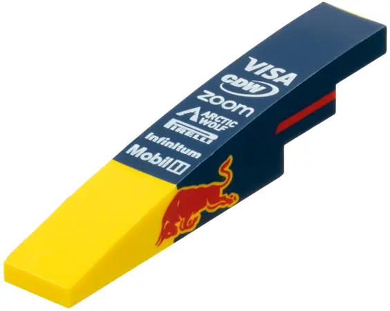 Yellow Slope, Curved 6 x 1 with White 'VISA', 'CDW', 'zoom', 'ARCTIC WOLF', 'PIRELLI', 'Infinitum' a