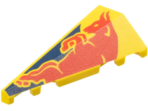 Yellow Wedge 5 x 2 Left with Red Bull on Dark Blue Panel Pattern