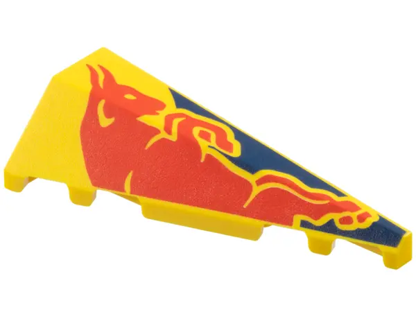Yellow Wedge 5 x 2 Right with Red Bull on Dark Blue Panel Pattern