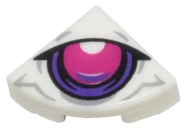 White Tile, Round 1 x 1 Quarter with Magenta and Dark Purple Eye and Light Bluish Gray Lines Pattern