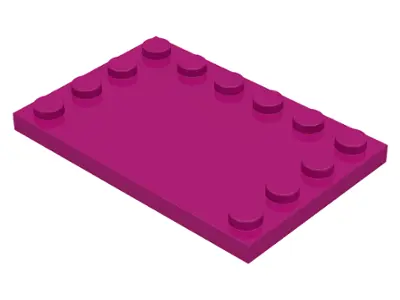 Magenta Tile, Modified 4 x 6 with Studs on Edges