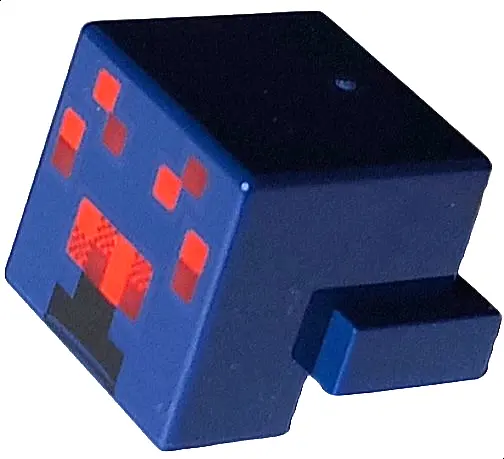 Dark Blue Creature Head Pixelated with Black, Red and Dark Red Face Pattern (Minecraft Spider)