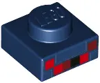 Dark Blue Plate 1 x 1 with Red, Dark Red and Black Squares Pattern (Minecraft Spider)