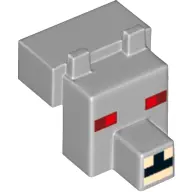 Light Bluish Gray Creature Head Pixelated with Snout with Red and Dark Red Eyes Small, Light Nougat 