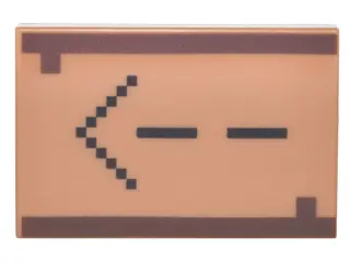 Medium Nougat Tile 2 x 3 with Black Minecraft Arrow and Dark Brown Squares and Lines Pattern