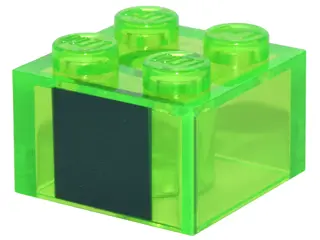 Trans-Bright Green Brick 2 x 2 with Large Dark Green Square Pattern (Minecraft Slime)