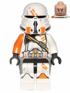 Clone Airborne Trooper, 212th Attack Battalion (Phase 2) - Orange Arm, Dirt Stains, Light Bluish Gra