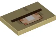 Tan Tile 2 x 3 with Minecraft Elder Guardian Face Pattern
