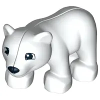 White Duplo Bear Baby Cub with Black Muzzle and Square Eyes Pattern