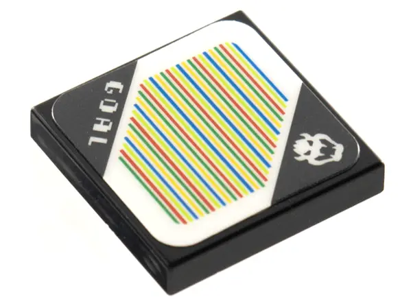 Black Tile 2 x 2 with Super Mario Scanner Code Bowser Head and 'GOAL' Pattern (Sticker) - Sets 71360