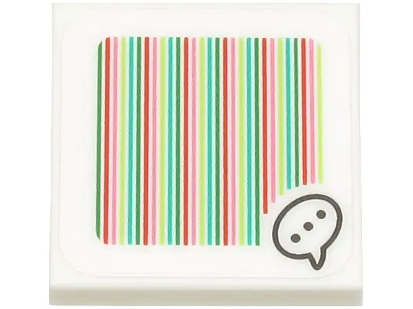 White Tile 2 x 2 with Super Mario Scanner Code Toad Speech Bubble with Ellipsis Pattern (Sticker) - 