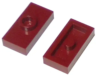 Dark Red Plate, Modified 1 x 2 with 1 Stud without Groove (Jumper)