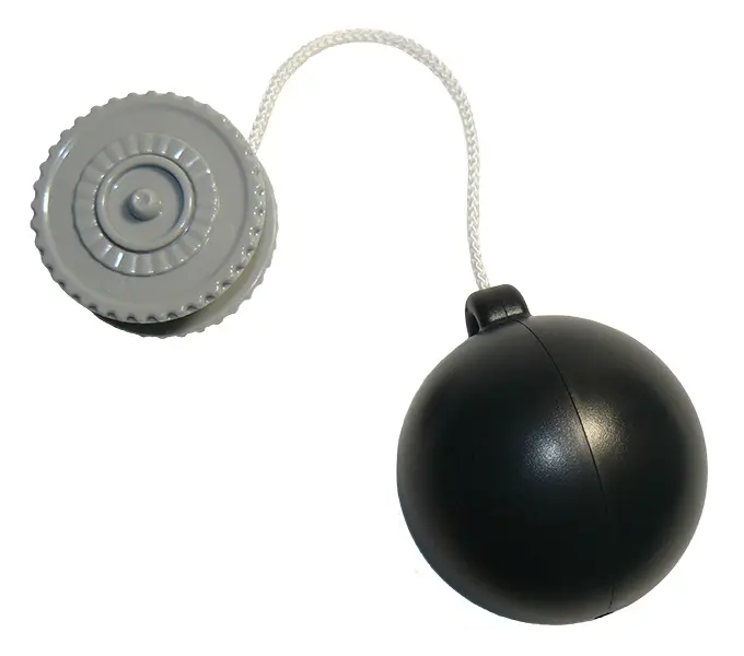 Light Bluish Gray Duplo Winch Drum Narrow Ridged with White String and Black Wrecking Ball